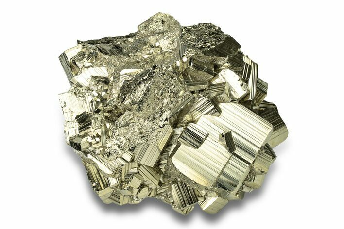Gleaming, Striated Pyrite Crystal Cluster - Peru #260190